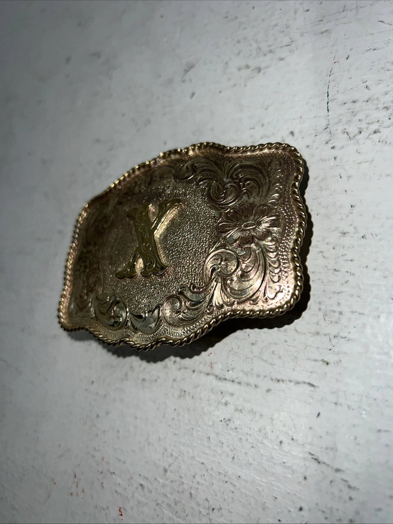 New Womens Western Productions Inc Gold “X” Belt Buckle. 38087 F-1