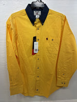 New Men’s Wrangler PBR Yellow Long Sleeve Button Up Large V-40