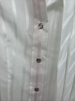 New Women’s H Bar C White Stripe Long Sleeve Pearl Snap Size 34 KK-105