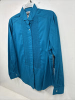 New Western Collection Blue Long Sleeve Button Up English Shirt Size 16 II-34