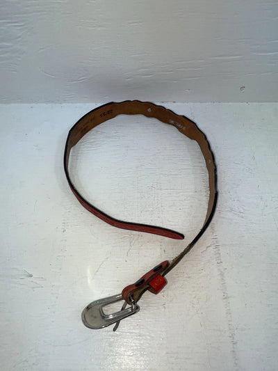 New Red Genuine Leather Tooled And Silver Pendent 22” Belt #5722 NN-14