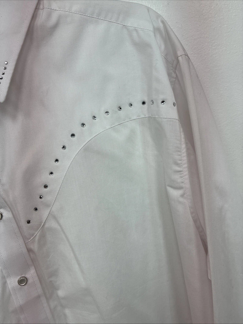 New Women’s White Horse White Gem Long Sleeve Pearl Snap 2XL GG-90
