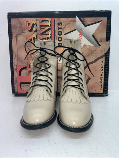 New Women’s Cream Texas Brand Cowboy Boots. 4469 & M. 16-108