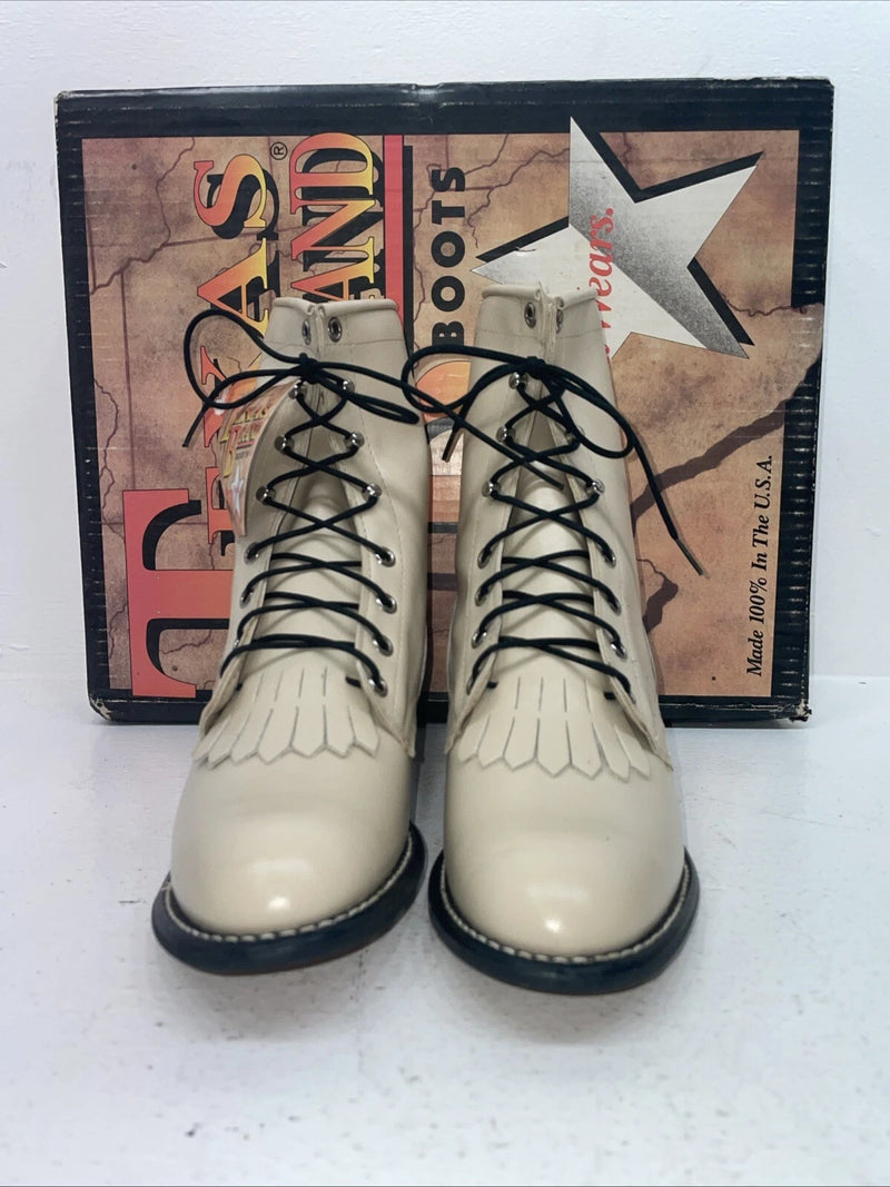 New Women’s Cream Texas Brand Cowboy Boots. 4469 & M. 16-108