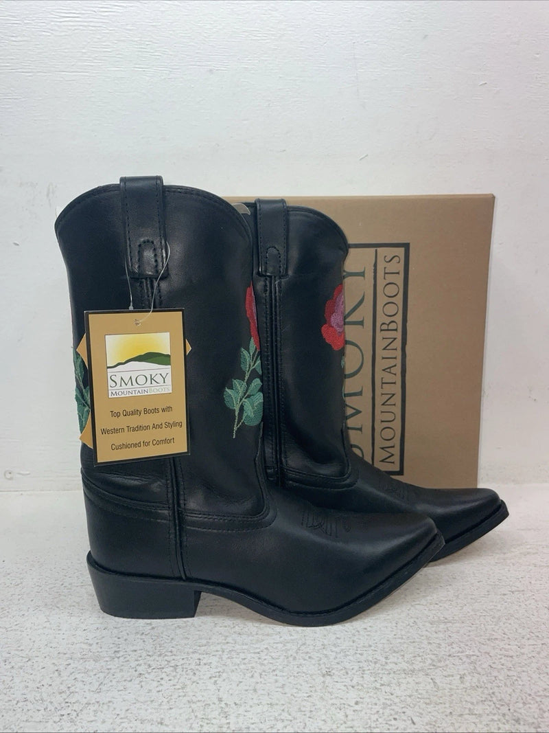 New Youth Black Smoky Mountain Cowboy Boots. 3688 Y 4.5 4 1/2. 22-116