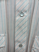New Men’s ELY Cattleman Pink Stripe Long Sleeve Pearl Snap 16 Large V-111