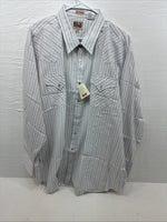 New Men’s ELY Cattleman White Stripe Long Sleeve Pearl Snap 18.5 X 35 2XL F-61