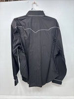 New Women’s White Horse Black Design Long Sleeve Pearl Snap XL II-25