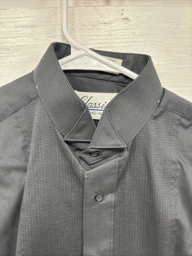 New Classix Black Long Sleeve Button Up English Shirt Small CC-9