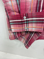 New Women’s Cumberland Pink Plaid Long Sleeve Pearl Snap Large GG-28