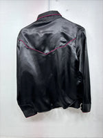 New Women’s Cumberland Black Rose Long Sleeve Pearl Snap Medium LL-86