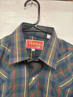 New Men’s ELY Plains Green Multicolor Plaid Long Sleeve Pearl Snap Medium M-63