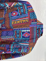New Men’s San Angelo Multicolor Design Short Sleeve Bottom Up Large AA-60