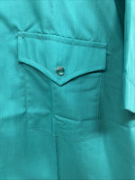 New Men’s ELY Cattleman Teal Short Sleeve Pearl Snap 15.5 Medium CC-14