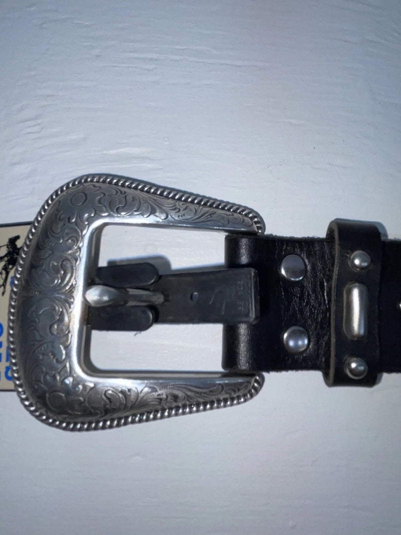 New Black Genuine Leather Nocona Silver Stud 32” Belt #N1311999 Z-133