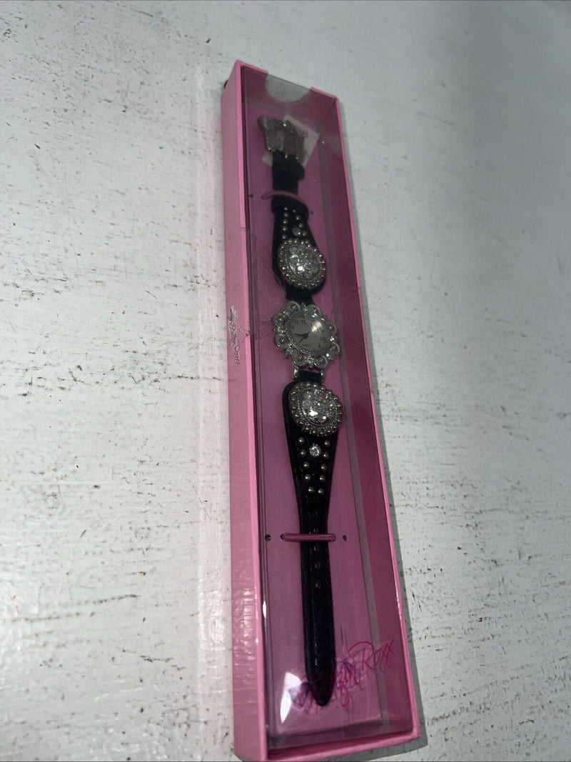 New Women’s Blazin Roxx Black With Flower Bling Watch. 3102601 D-13
