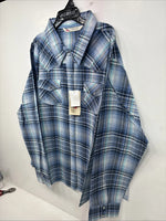 New Women’s Cumberland Blue Plaid Long Sleeve Pearl Snap 3XL GG-48