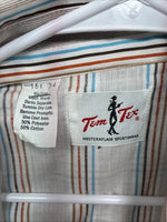 New Men’s Tem Tex Multicolor Stripe Long Sleeve Pearl Snap 16.5 X 34 Large R-18