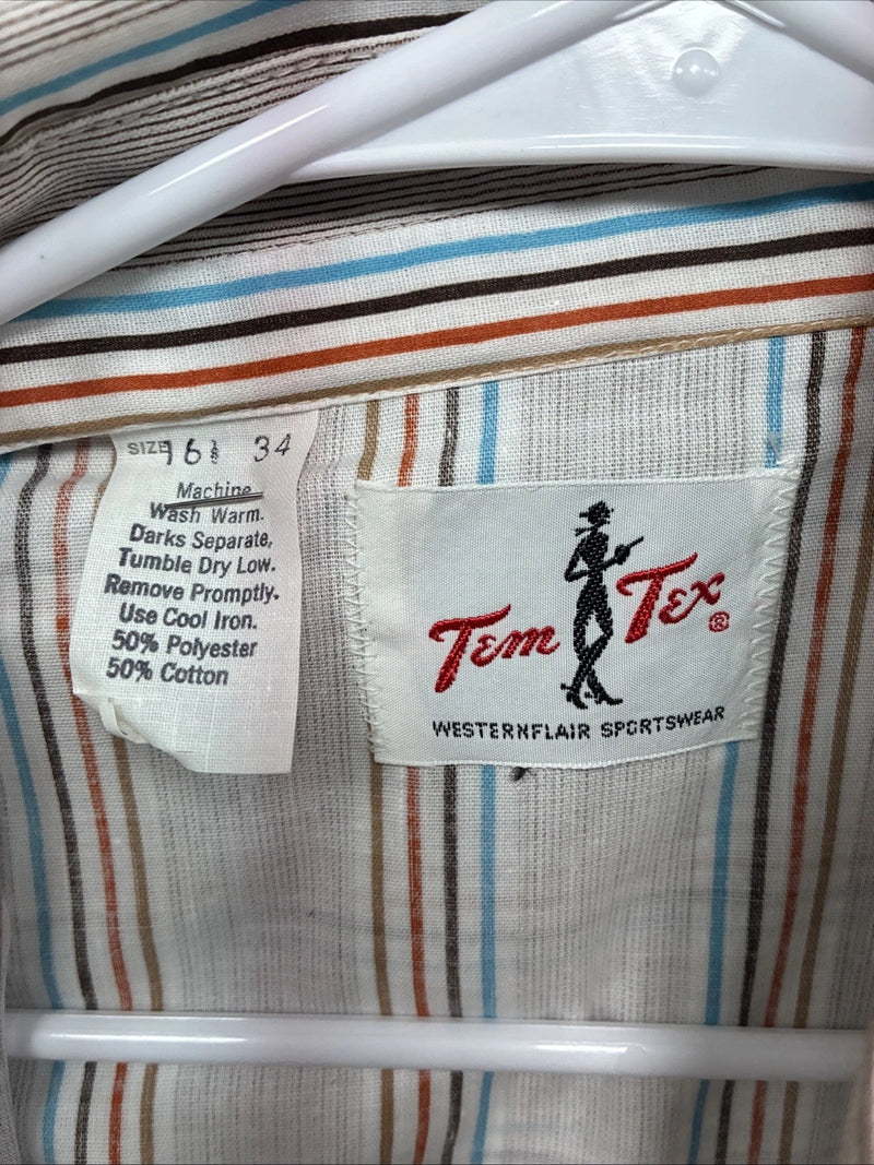 New Men’s Tem Tex Multicolor Stripe Long Sleeve Pearl Snap 16.5 X 34 Large R-18