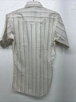 New men’s Panhandle slim white Stripped Pearl Snap Short Sleeve 14.5 Small A-179