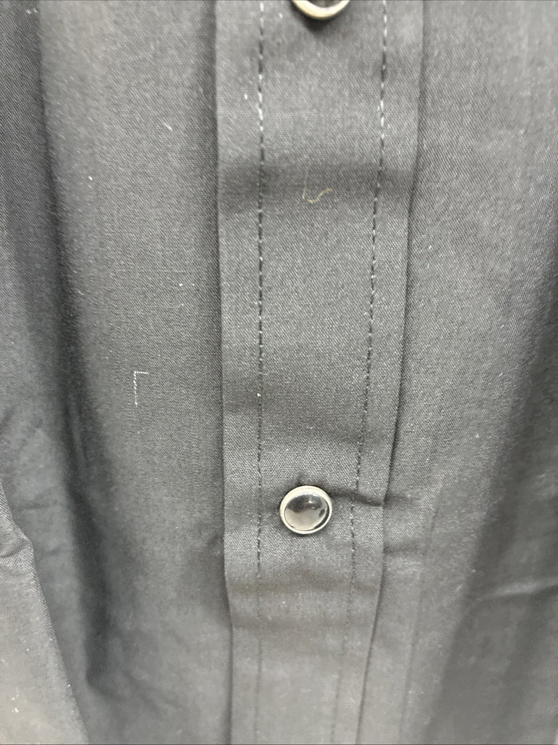 New Men’s ELY Cattleman Black Simple Long Sleeve Pearl Snap XL J-86