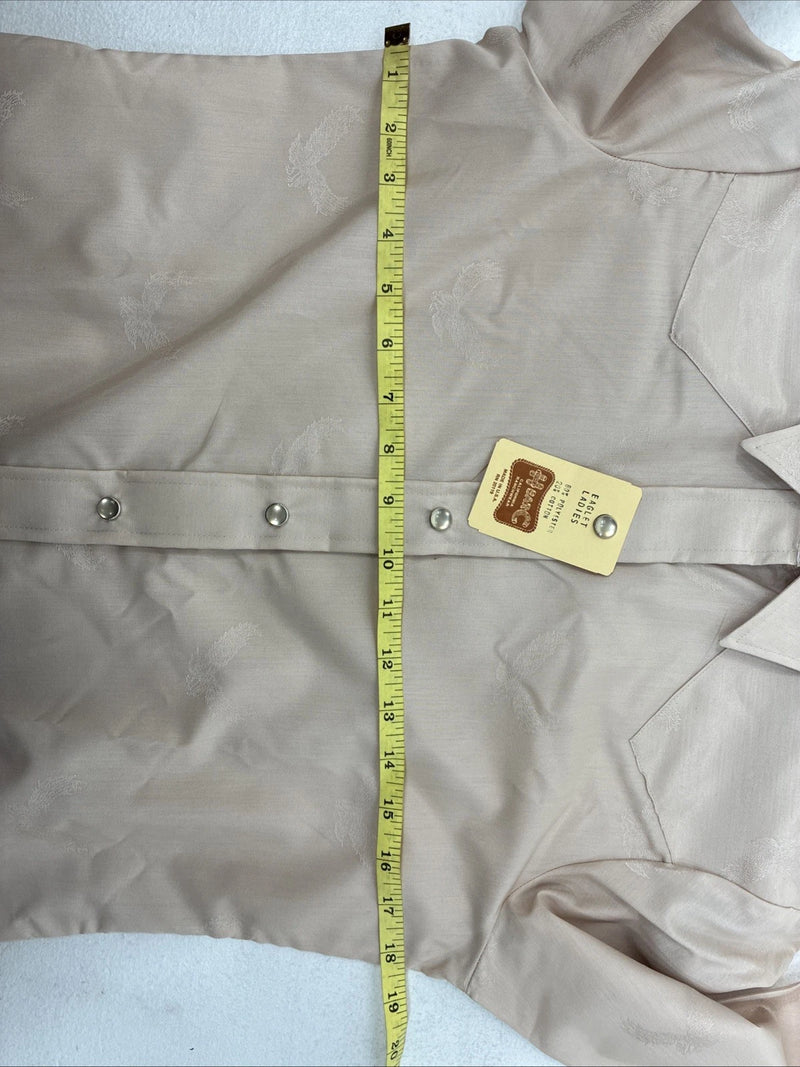 New Women’s H Bar C Tan Designed Long Sleeve Pearl Snap Size 34 II-90