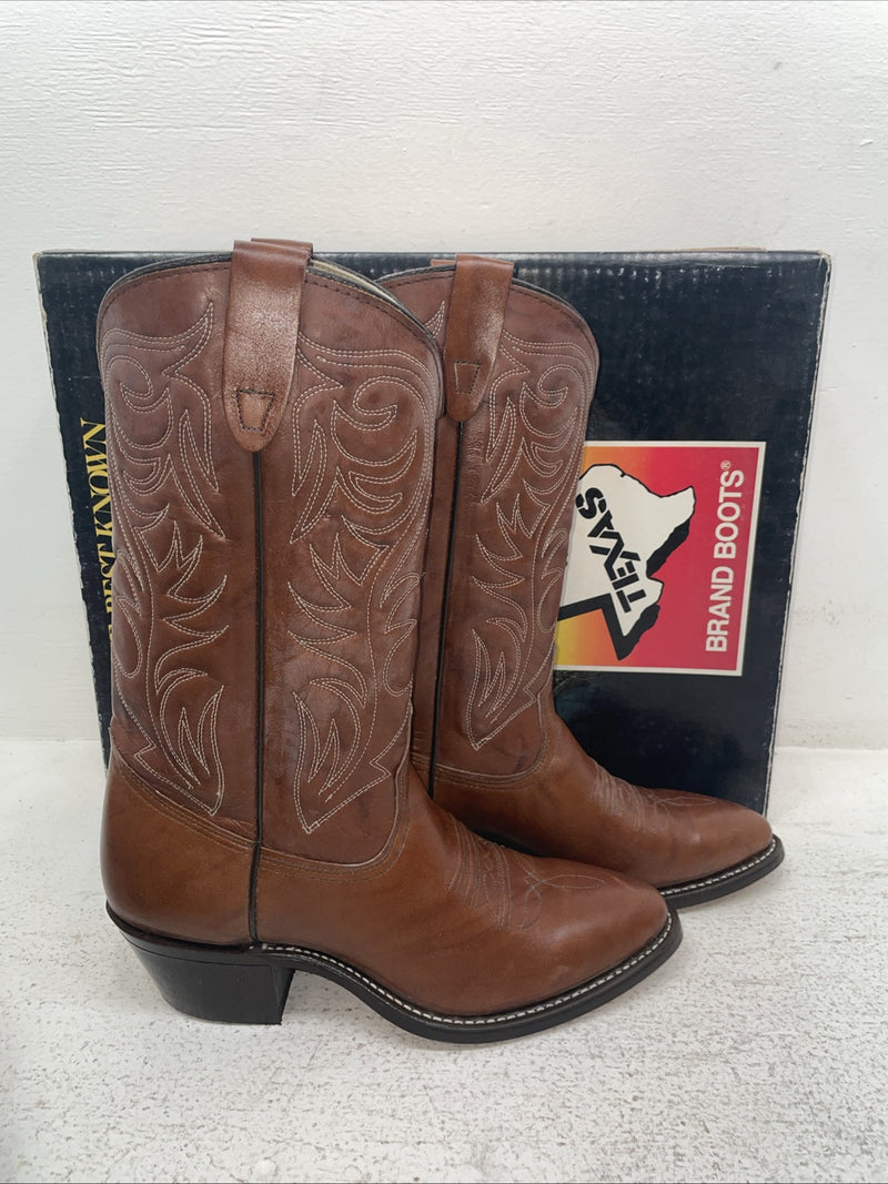 New Men’s Brown Texas Brand Cowboy Boots. 5111 8.5 8 1/2 D. 3-129