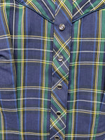 New Women’s Dickson Jenkins Blue Plaid Long Sleeve Pearl Snap Size 34 LL-85