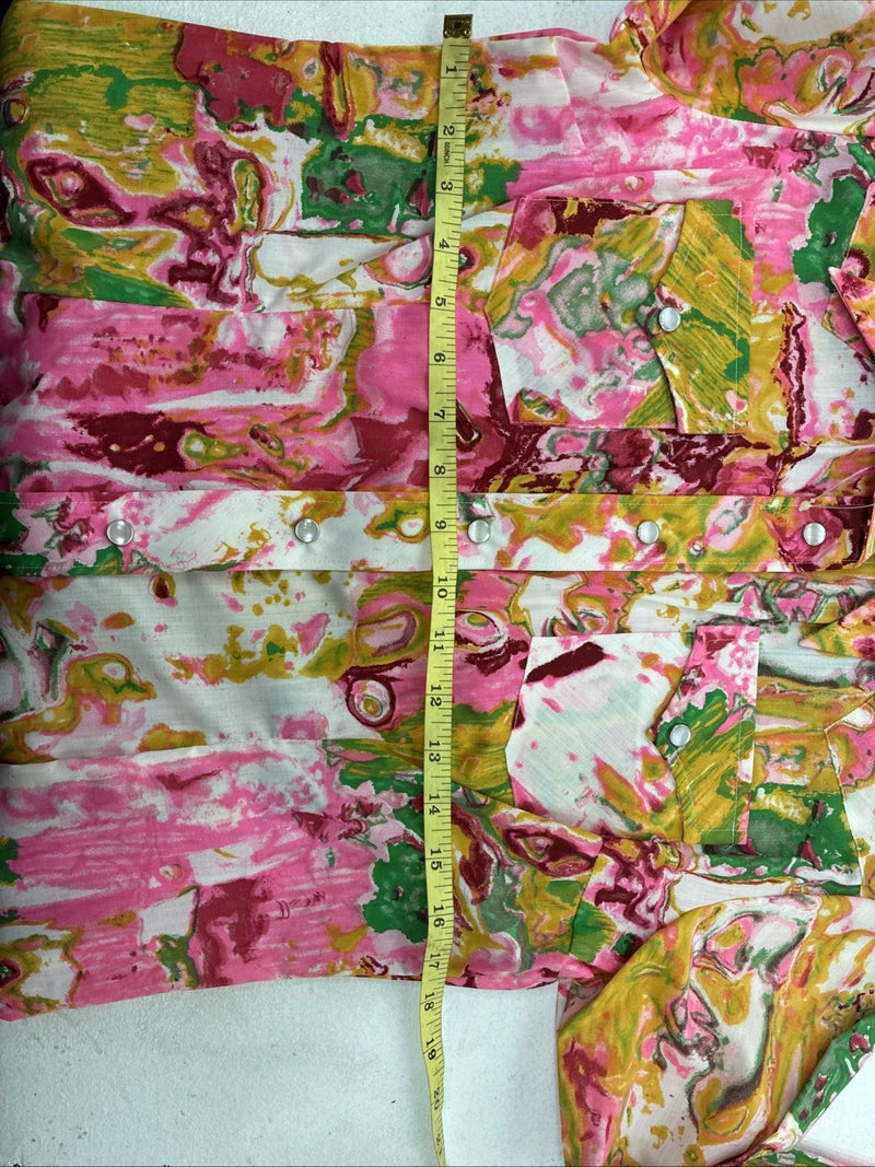 New Women’s H Bar C Floral Designed Long Sleeve Pearl Snap Size 36 YY-25
