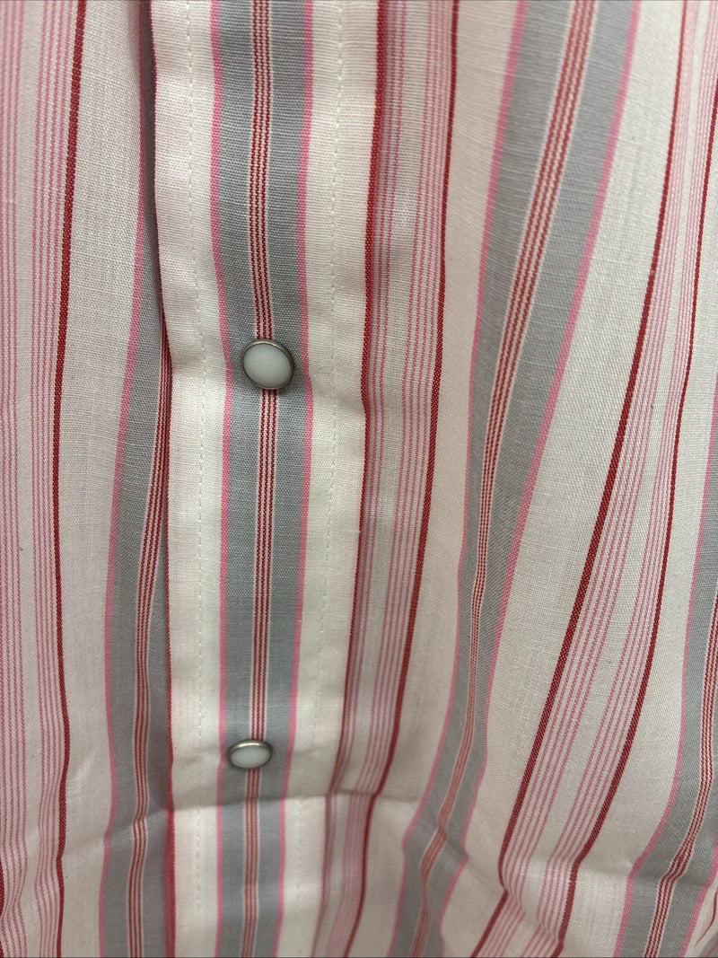 New Women’s Panhandle Slim Pink Stipe Long Sleeve Pearl Snap 16 XL X-48