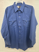 New Men’s Panhandle Slim Blue Checkered Long Sleeve Pearl Snap 17.5 XL T-21