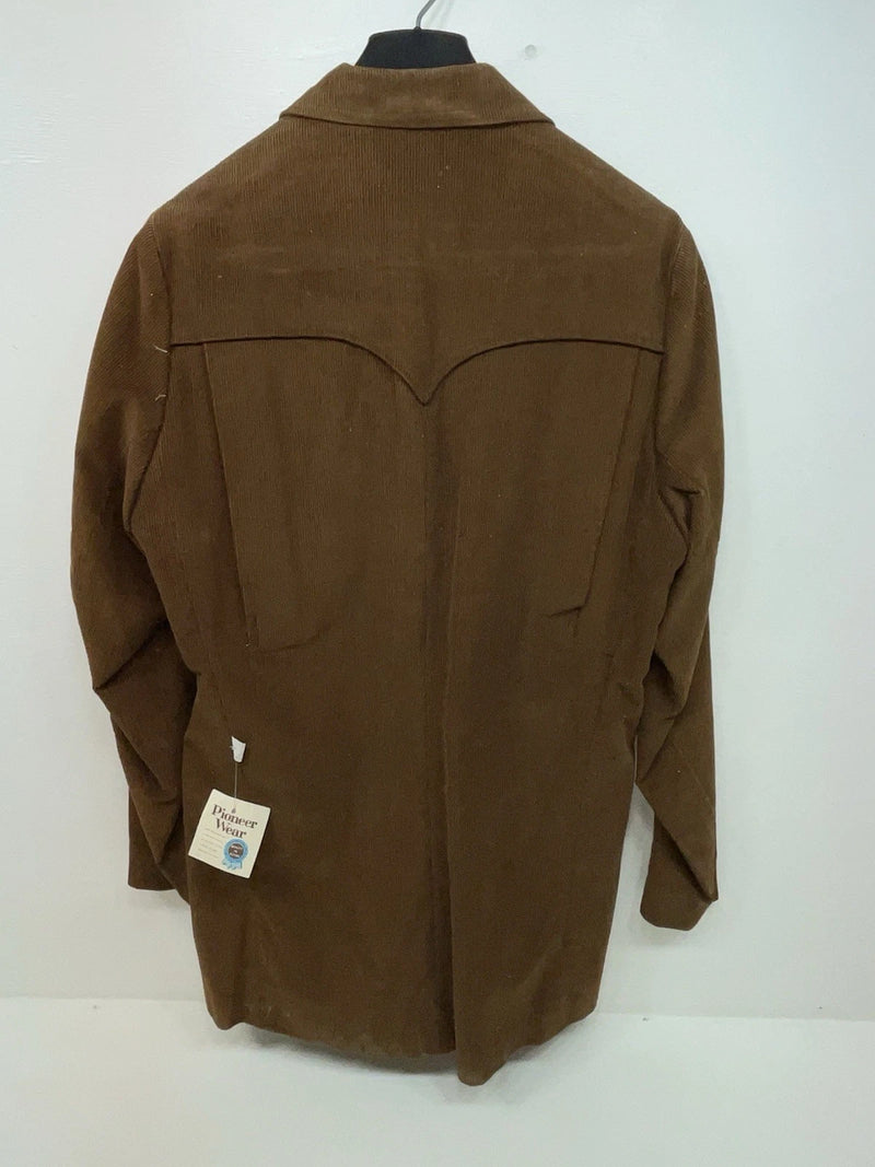 New Men’s Brown Pioneer Wear Long Sleeve Button Up Coat L 3B-120