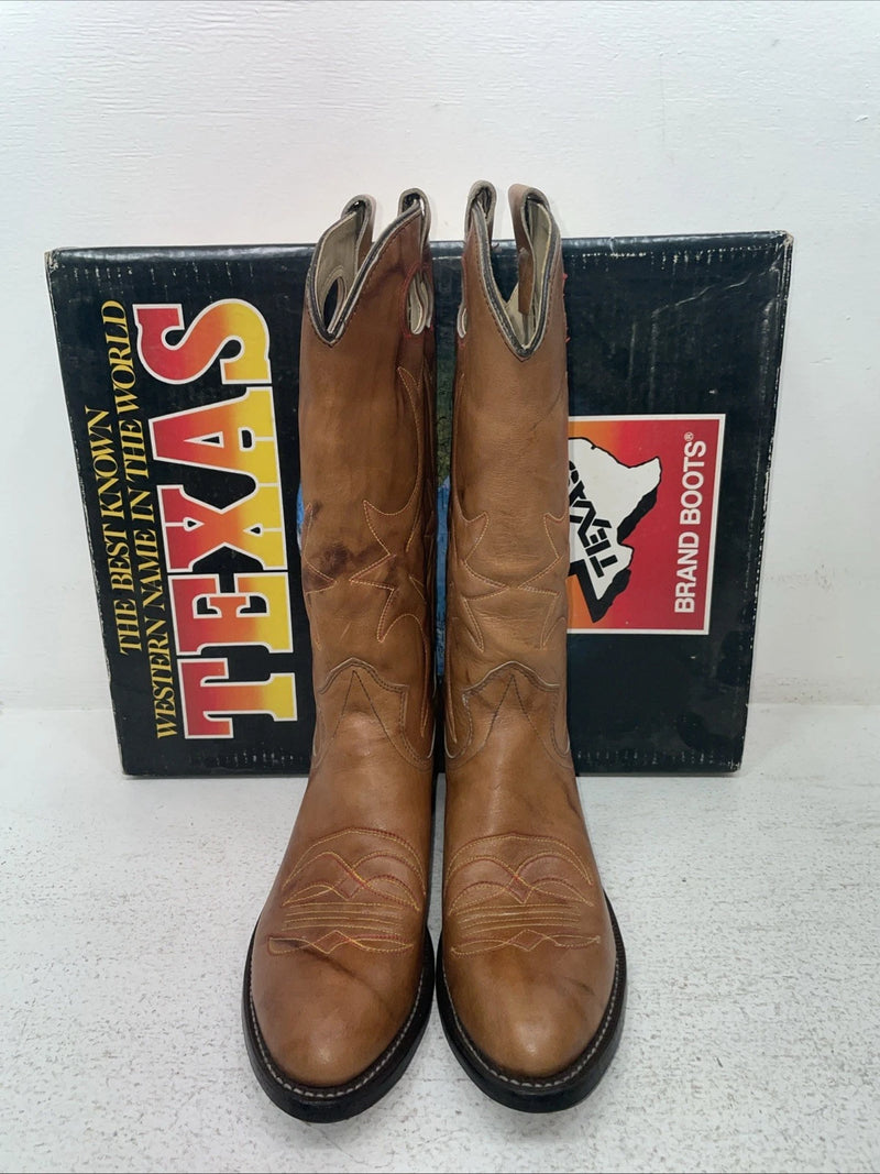 New Men’s Brown Texas Brand Cowboy Boots. 7844 8 D. 1-95
