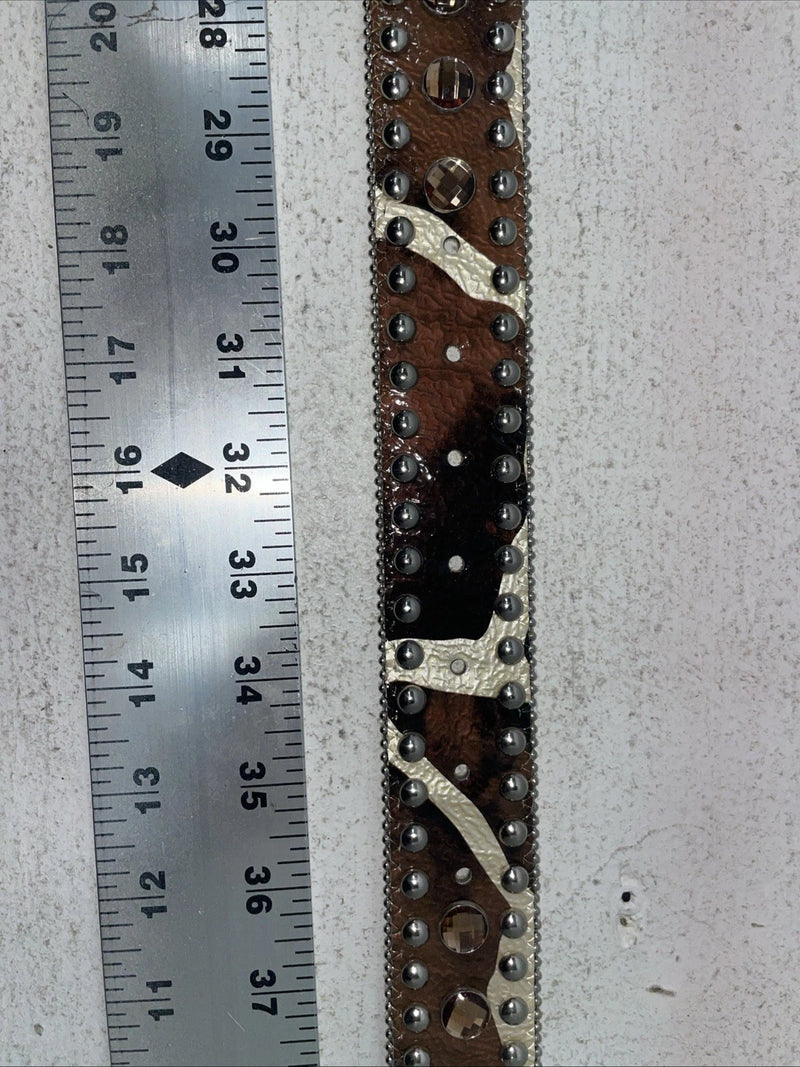 New Cow Print Genuine Leather Blazin Roxx Bling S Belt #N3510602 Z-28