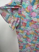 New Women’s H Bar C Multicolor Design Short Sleeve Pearl Snap Size 34 LL-89