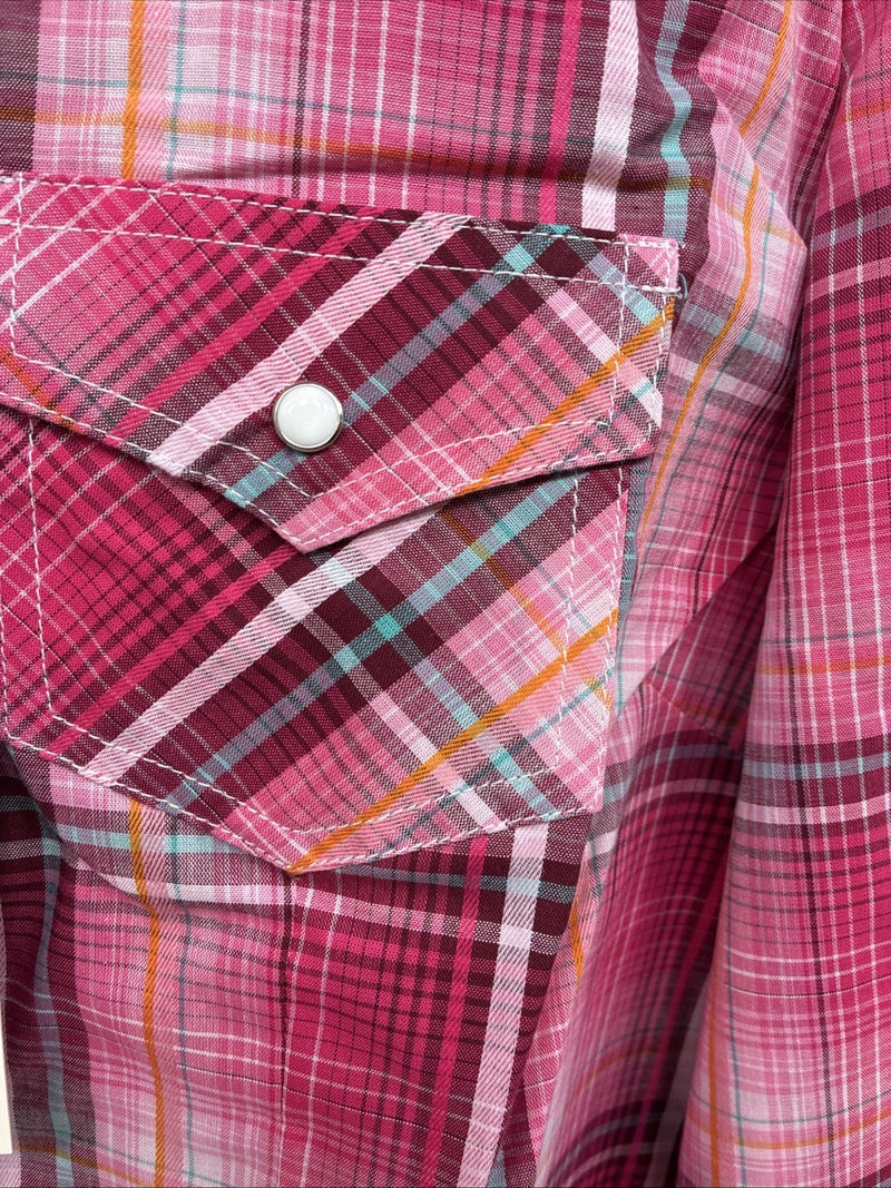 New Girls Cumberland Pink Plaid Long Sleeve Pearl Snap Medium DD-92