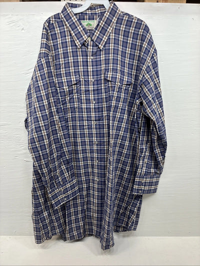 New Men’s Mesquite Blue Flannel Long Sleeve Pearl Snap 20 X 36 4XL  H-62