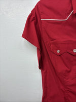 New Women’s Cumberland Red Short Sleeve Pearl Snap Medium MM-87