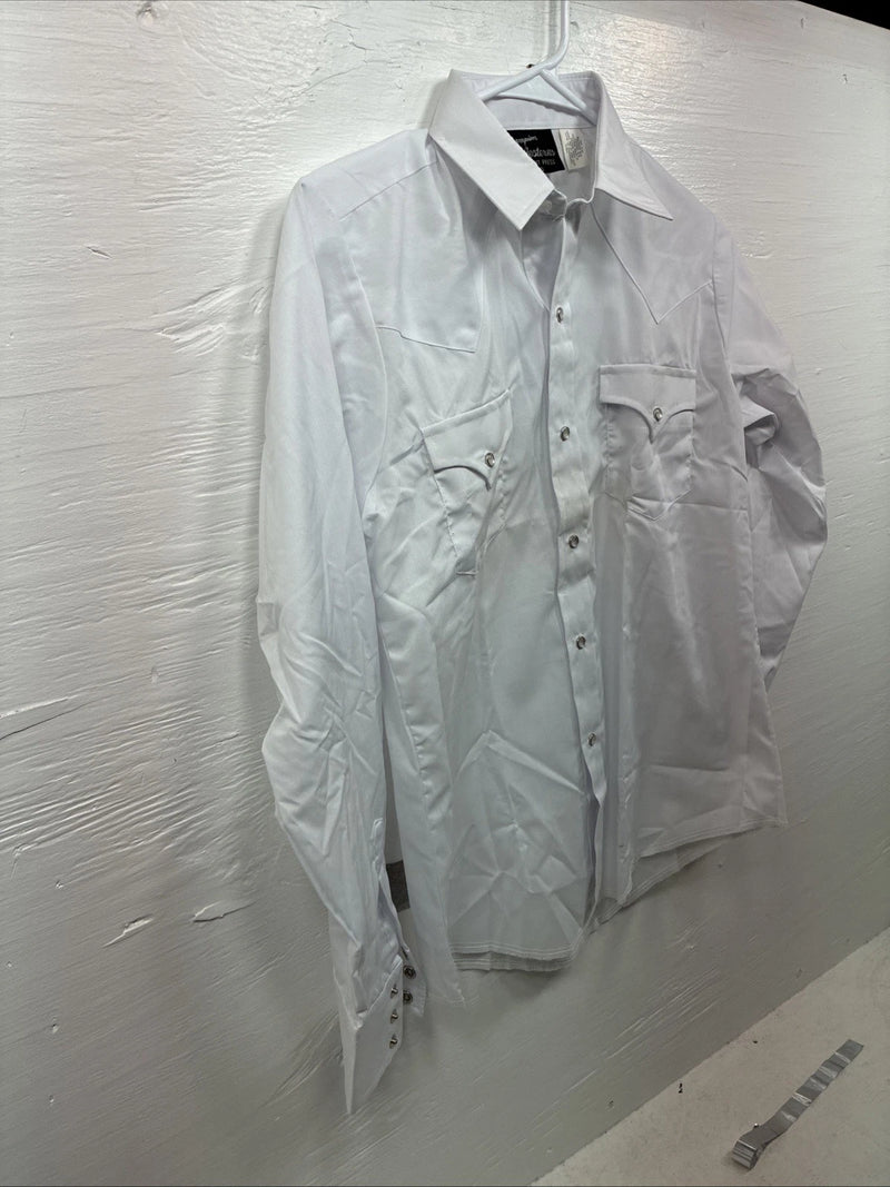New Boys Champion Western White Long Sleeve Pearl Snap Size 16 CC-77