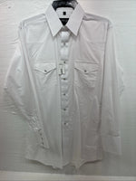 New men’s White Horse White Simple Long Sleeve Pearl Snap Medium K-33