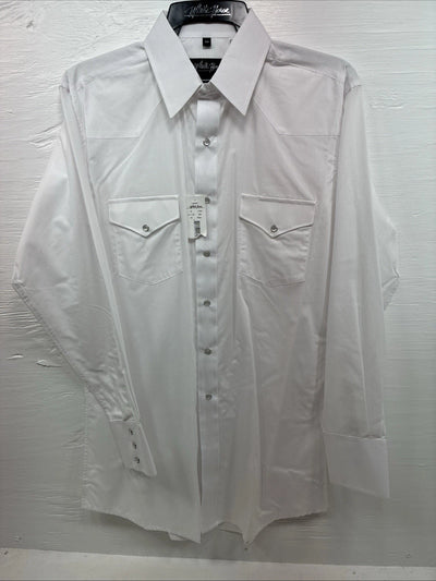 New men’s White Horse White Simple Long Sleeve Pearl Snap Medium K-33