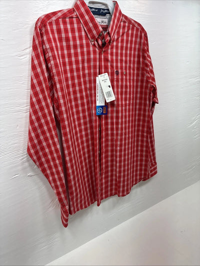 New Boy’s Wrangler Red Flannel Long Sleeve Button Up 2XL F-104