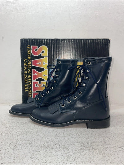 New Youth Navy Lace Up Texas Brand Cowboy Boots. 3255 3.5 3 1/2 D. 22-41