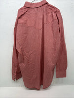 New Men’s Red Plaid Petal Snap Permanent-press Long Sleeve Shirt. 20x35 3XL G-73