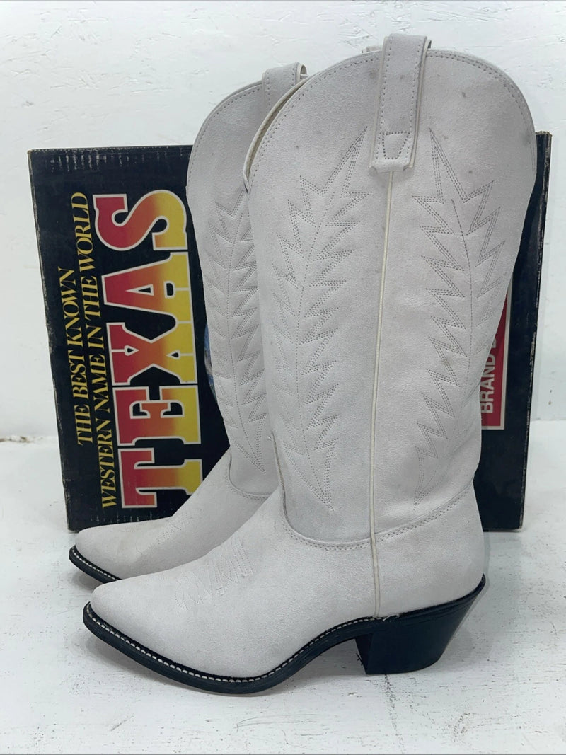New Women’s White Texas Brand Cowboy Boots. L 198917 7 M. 18-21