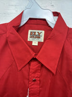 New Men’s ELY Cattleman Red Western Short Sleeve Pearl Snap 16 Large T-57