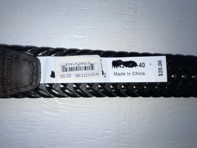 New Black Genuine Leather DBL Barrel Braided 40” Belt #N1311777 JJ-85