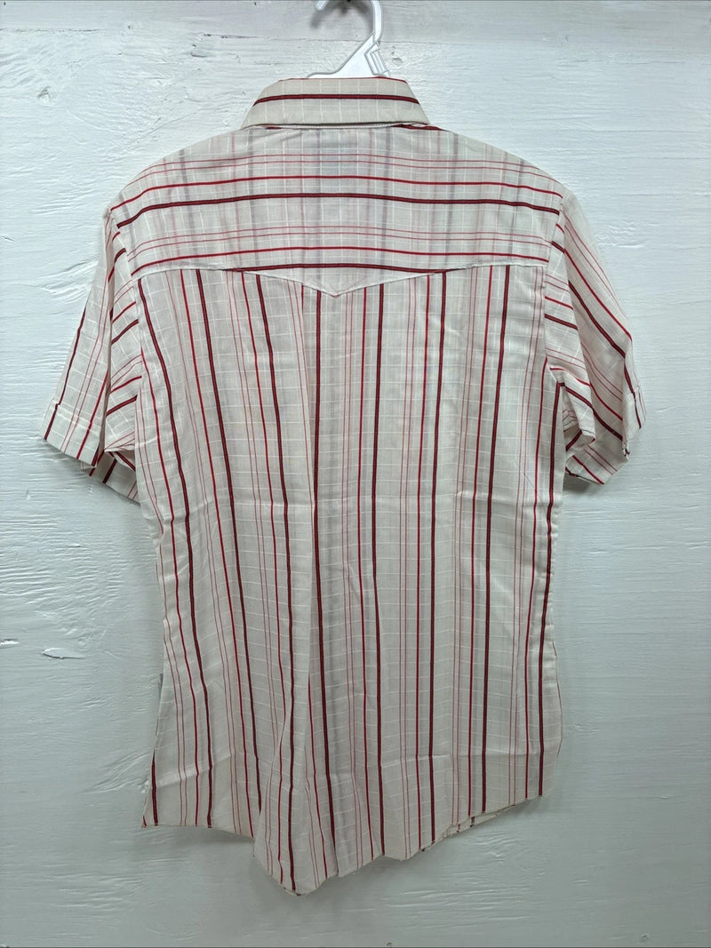 New Men’s Dee-Cee Red Stripe Short Sleeve Pearl Snap 15 Medium AA-120