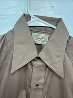 New Men’s Tem Tex Brown Western Long Sleeve Pearl Snap 15 X 33 Medium T-43