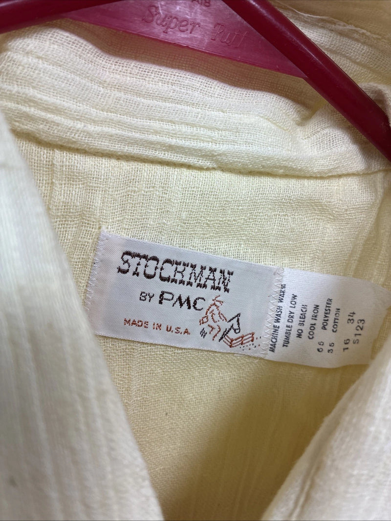 New Men’s Stockman Yellow Long Sleeve Pearl Snap 16 X 34 Large CC-18